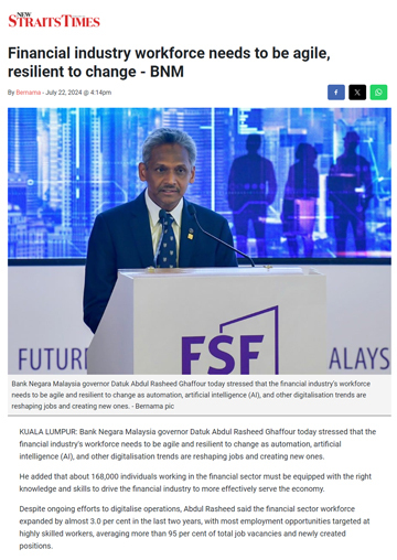 Financial industry workforce needs to be agile, resilient to change - BNM